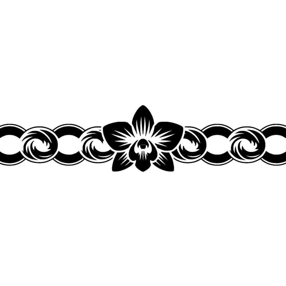 Minimalist Black Orchid Floral Border Elegant And Decorative vector