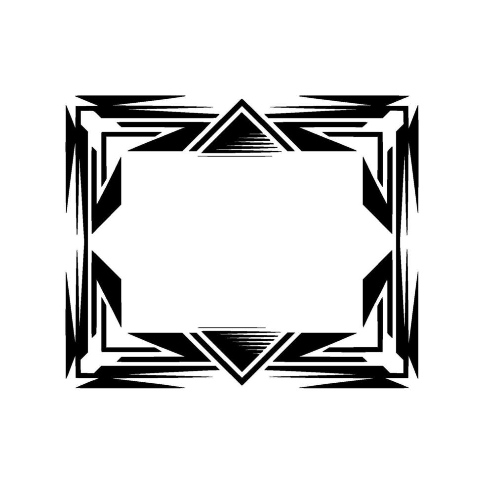 Geometric Art Deco Frame Black White Border On White vector