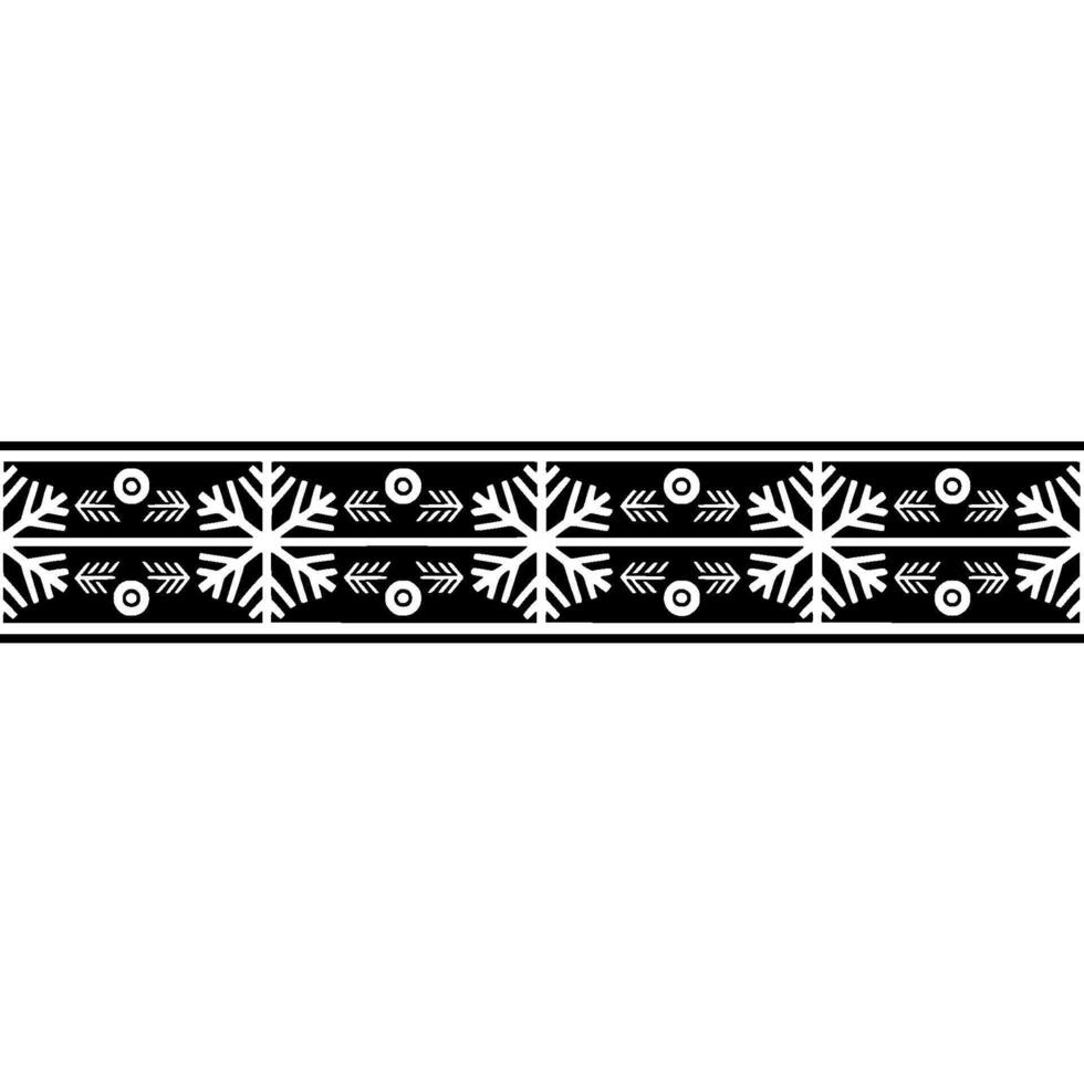 Winter Snowflake Border Black White Festive vector