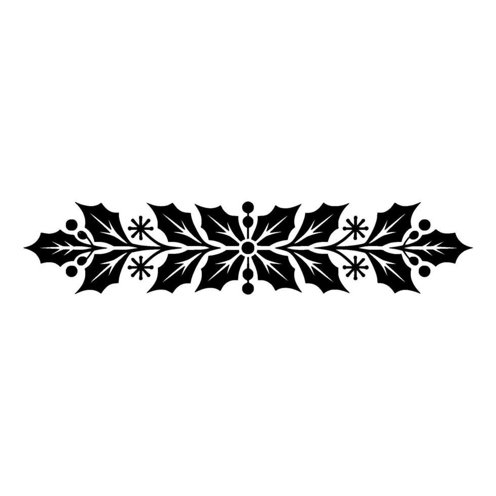 Festive Holly Border Elegant Black Red Elements vector