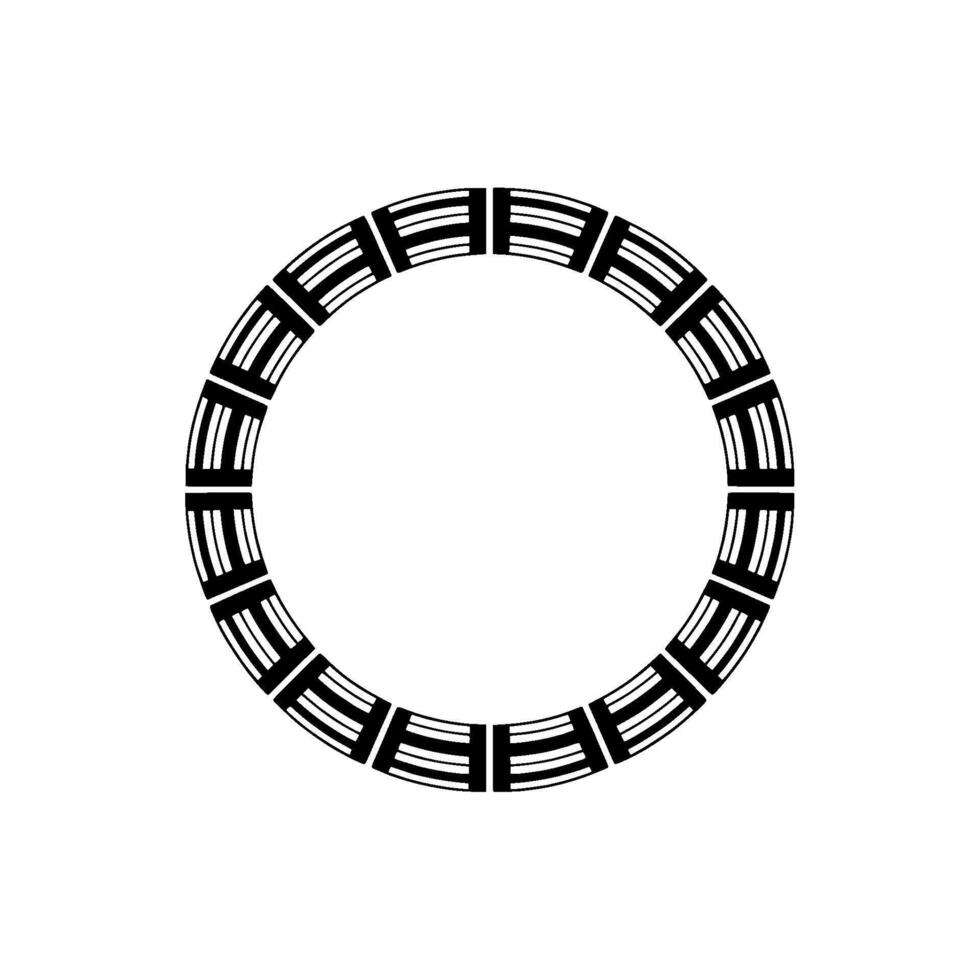 Geometric Ring Pattern, Black White, Minimalist, Abstract Element vector