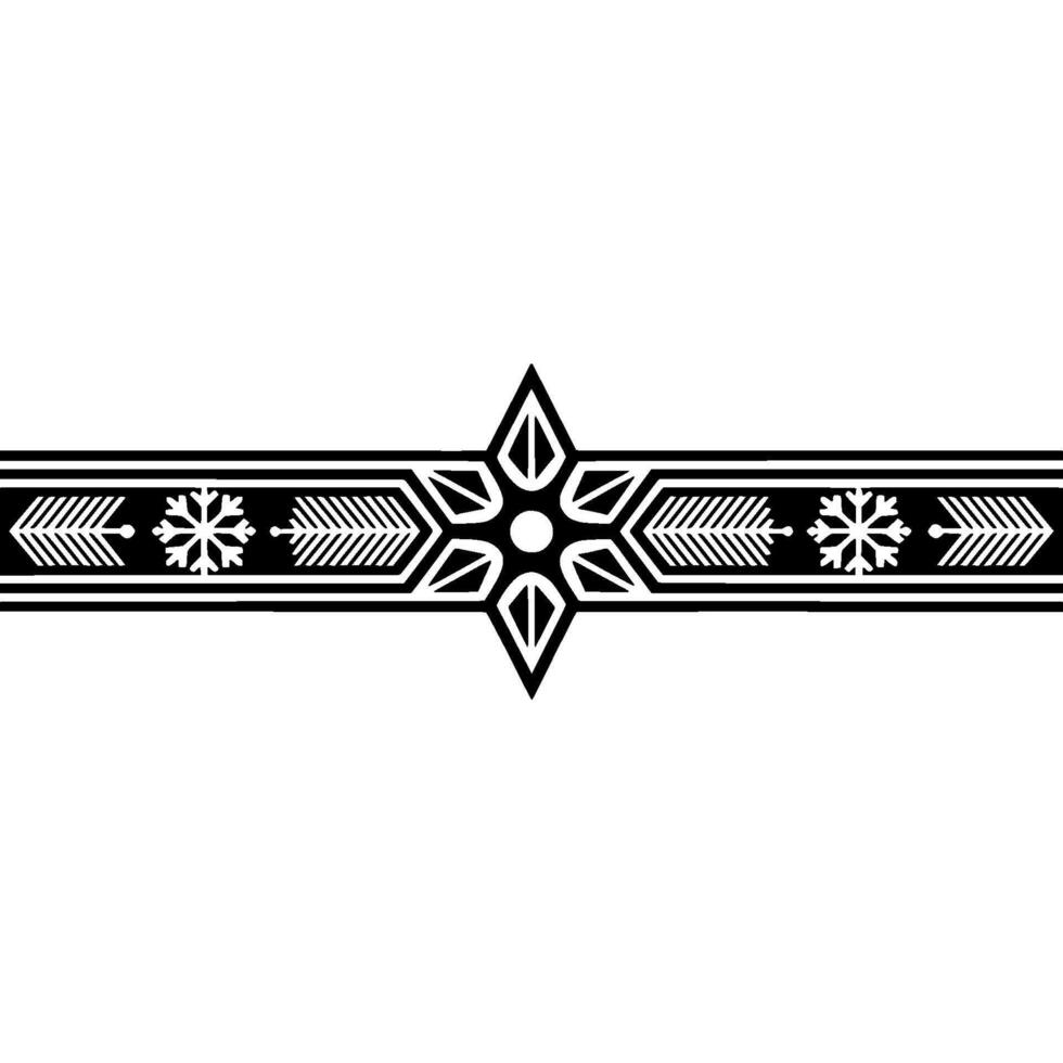 Geometric Winter Border Ornament, Minimalist Black White vector