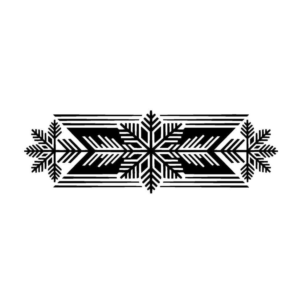 Geometric Snowflake Border, Black And White, Minimalist Winter Theme vector