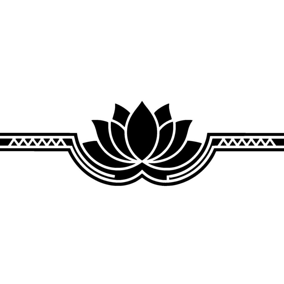 Minimalist Lotus Floral Ornament In Black And White vector