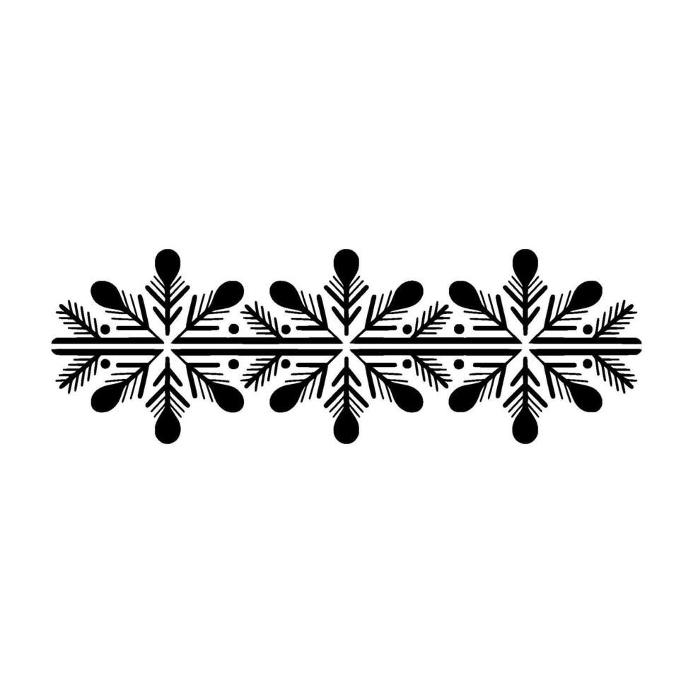 Black Snowflake Border Minimalist Winter Element vector