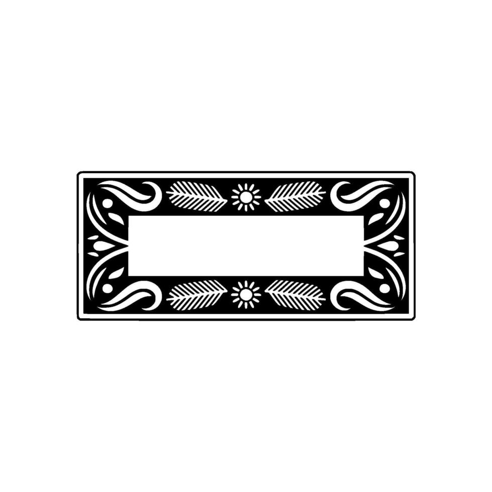 Decorative Black White Floral Label Or Text Box vector