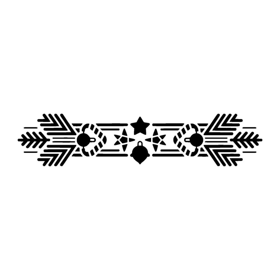 Minimalist Christmas Border With Ornaments, Stars, And Foliage vector