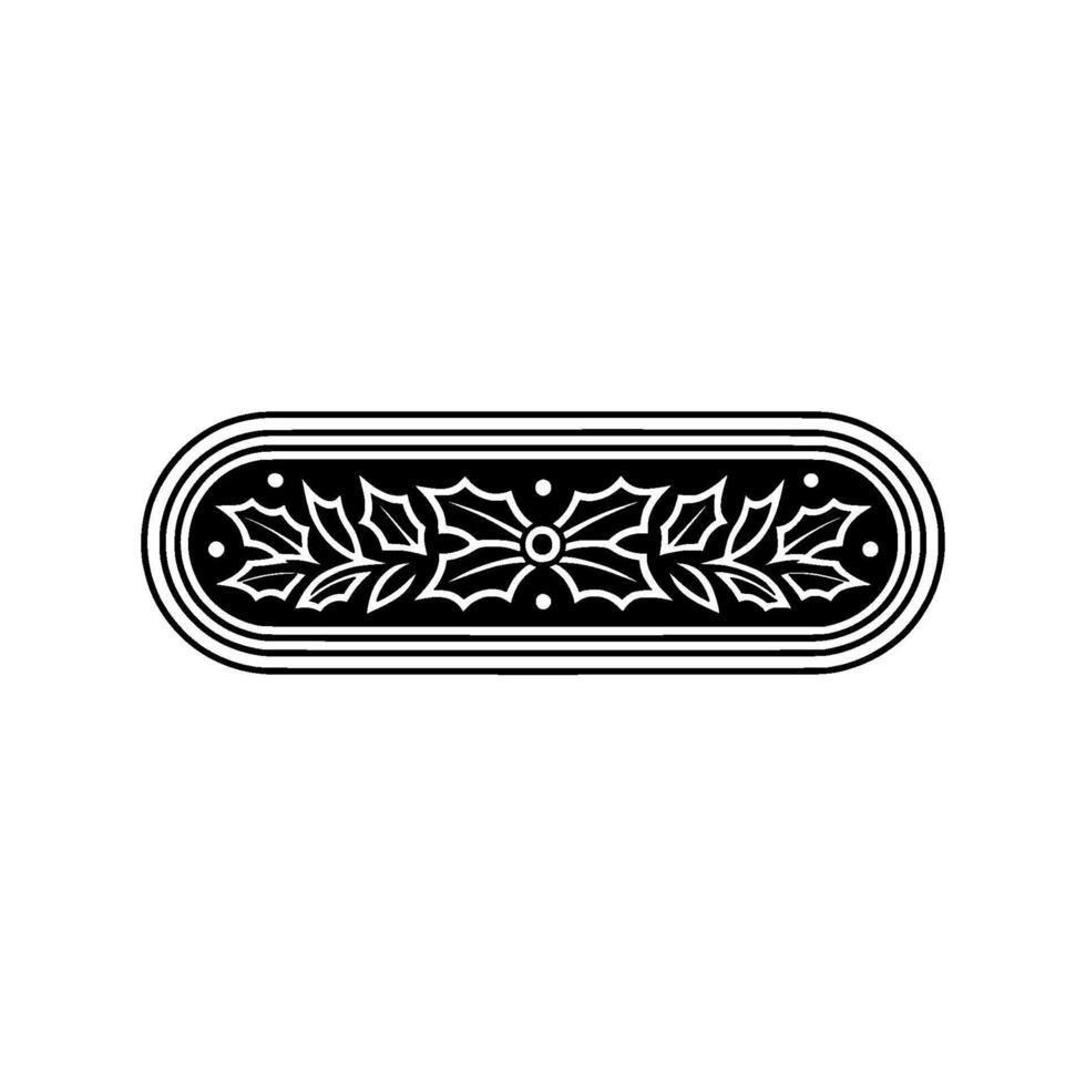Elegant Holly Border, Black And White Ornament vector