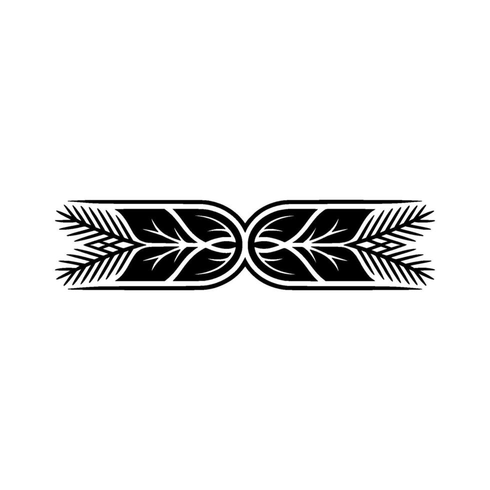 Ornate Black White Leafy Ornament, Botanical, Element vector