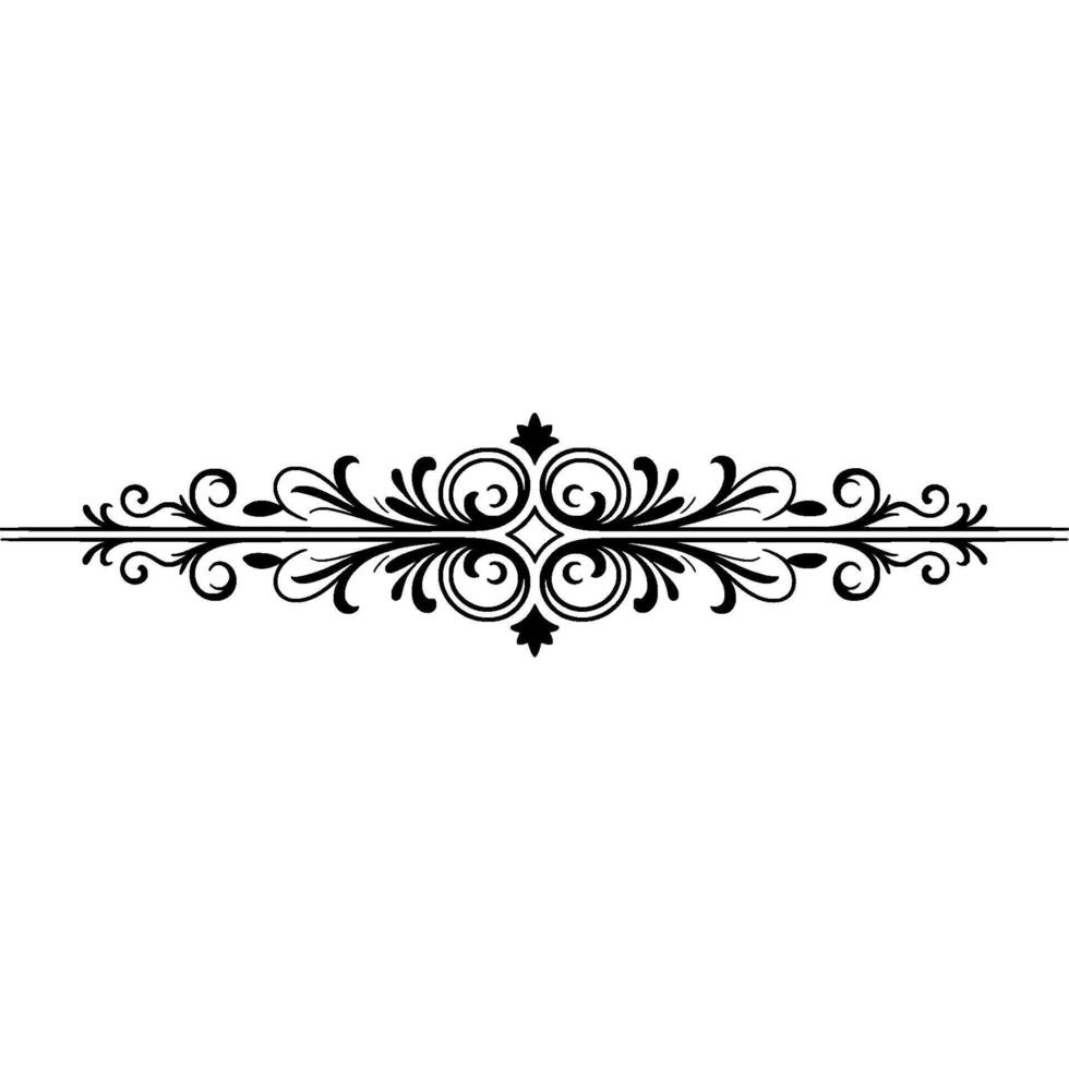 Elegant Floral Divider, Black On White, Decorative Ornament vector