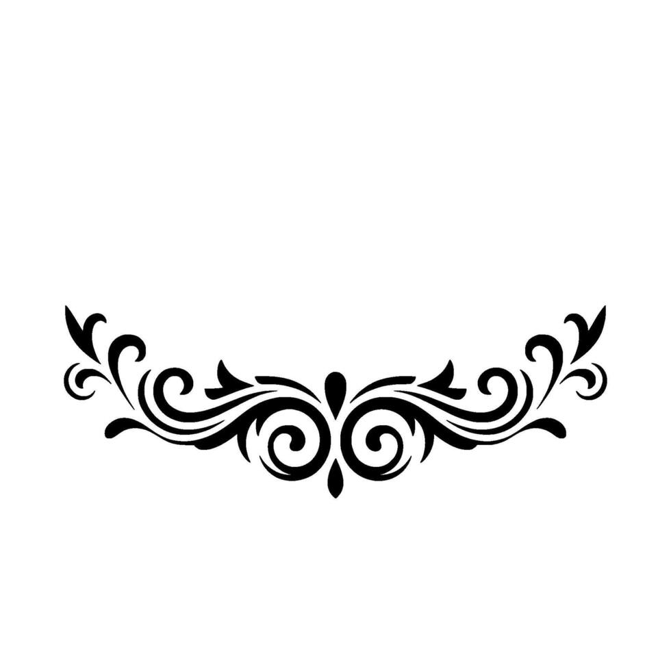 Elegant Floral Swirl Border In Black On White vector