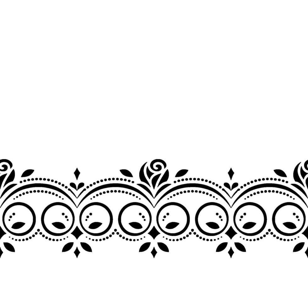 Elegant Black White Floral Border - Monochrome vector