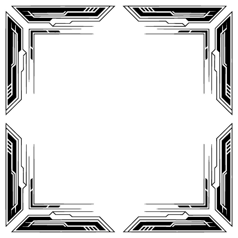 Futuristic Tech Frame Geometric Border In Black White vector