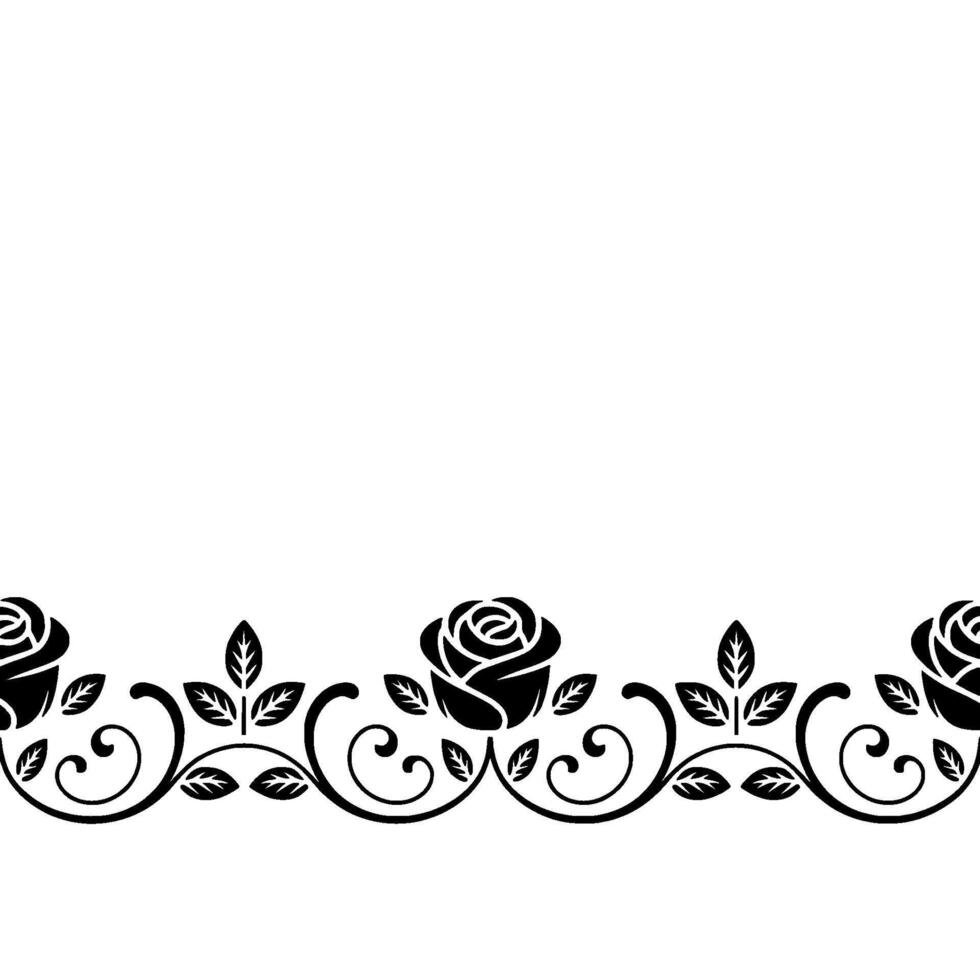 Elegant Black Rose Border, Floral Ornament, Illustration vector