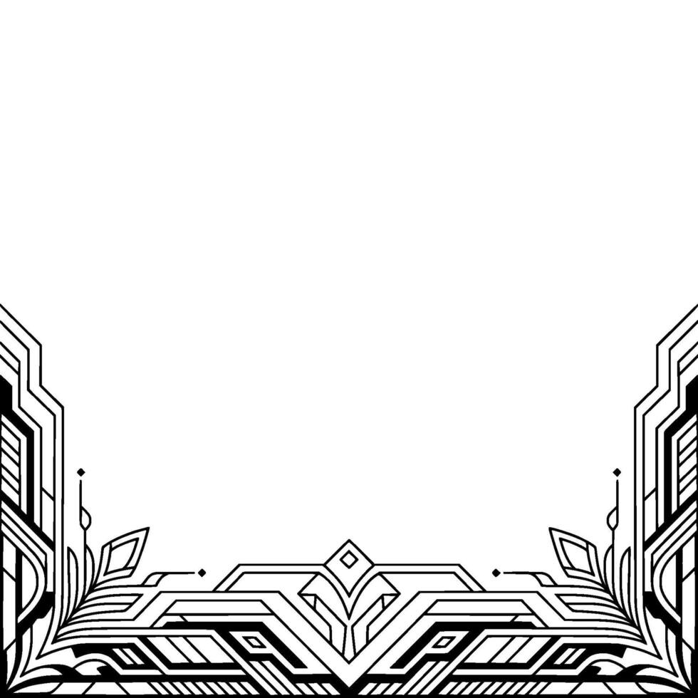 Art Deco Geometric Border, Black White, Elegant vector