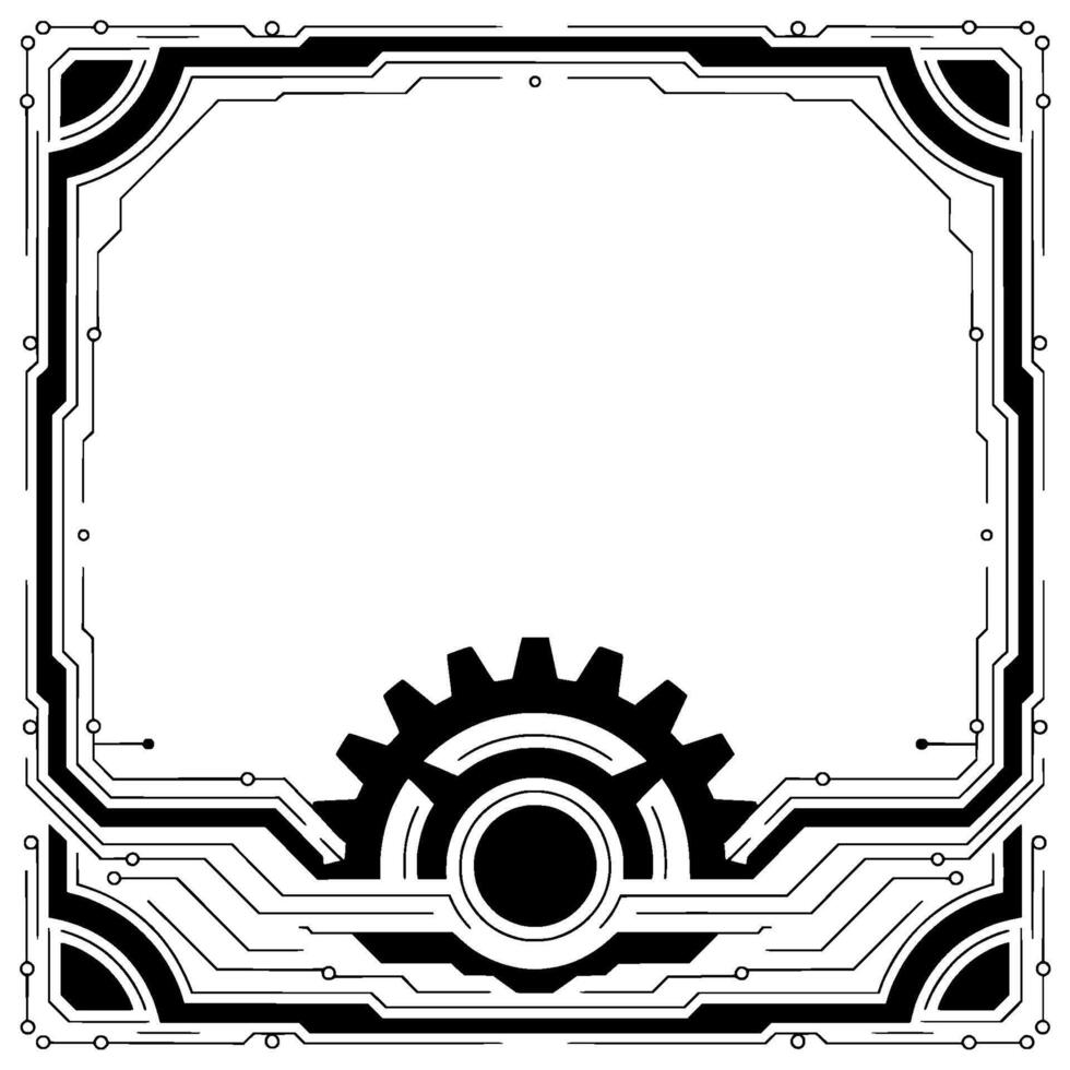 Futuristic Frame With Gear Element Tech Concept vector