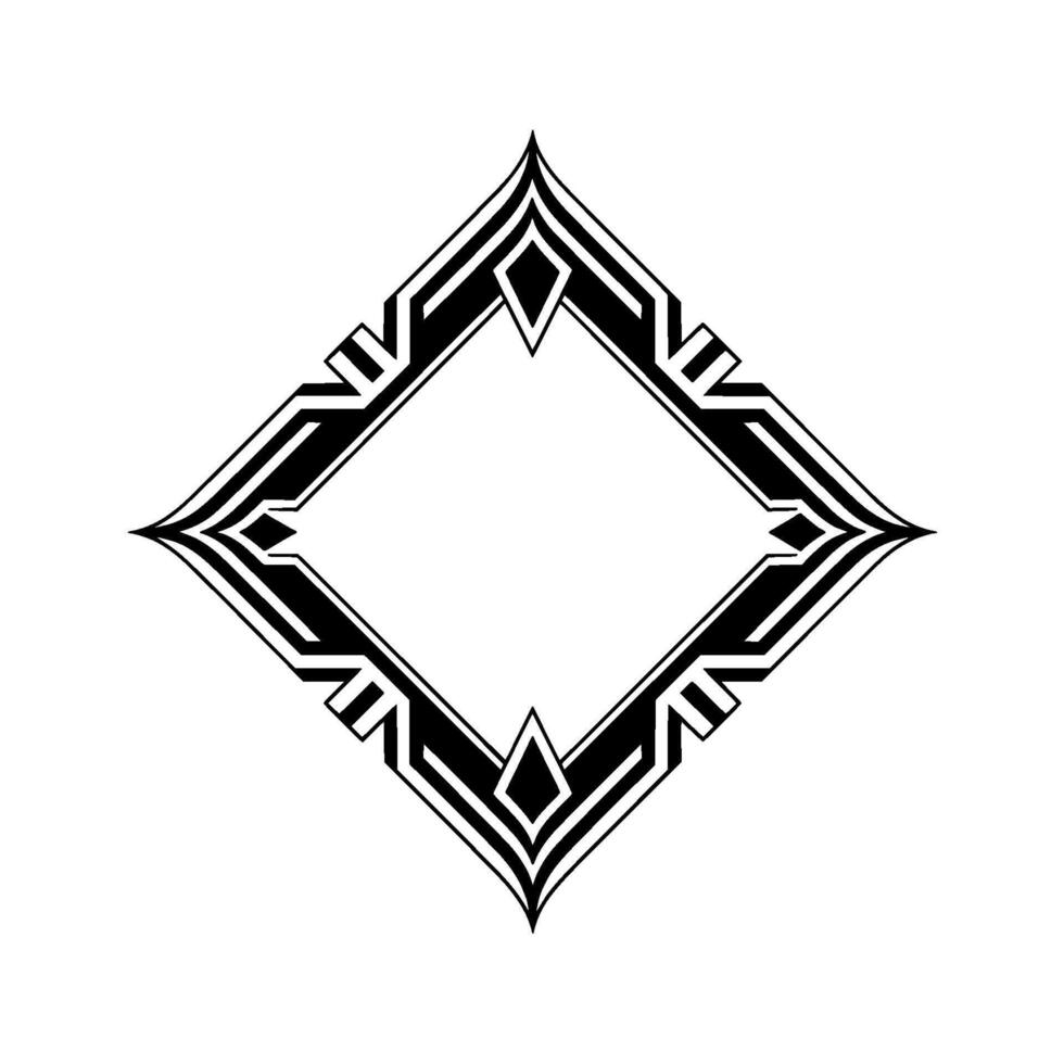 Geometric Art Deco Diamond Frame, Black White vector