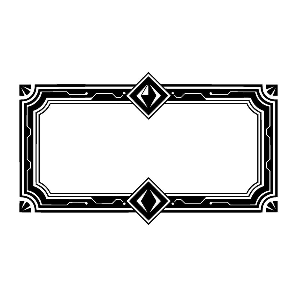 Geometric Art Deco Frame With Rhombus Accents, Black White vector