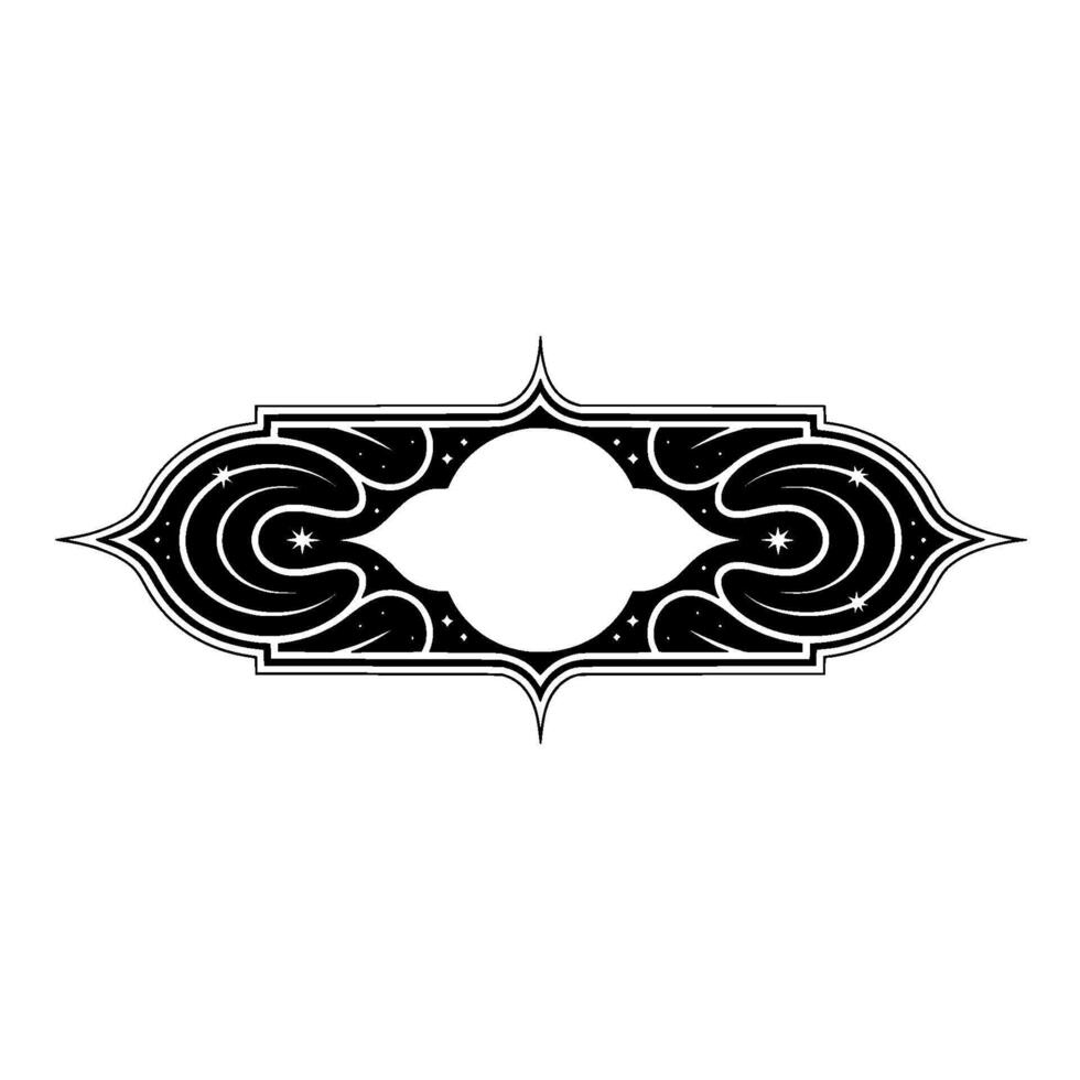Ornate Black White Decorative Border, Celestial Motif vector