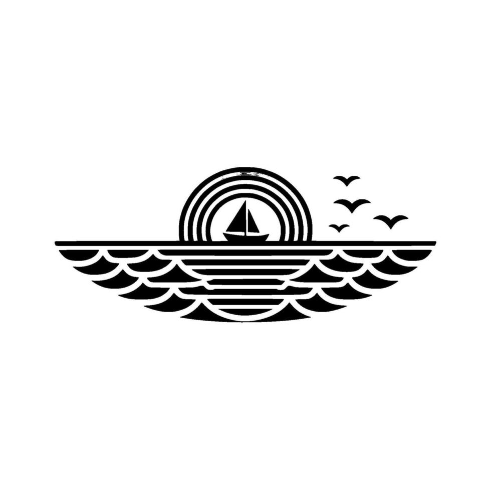 Nautical Dream Vintage Sailboat Rainbow Horizon vector