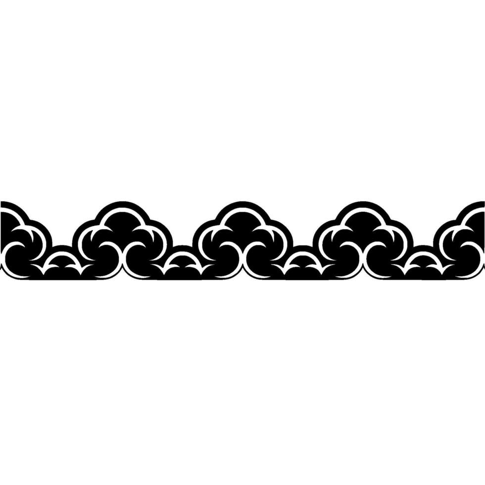 Stylized Cloud Border, Elegant Black White vector