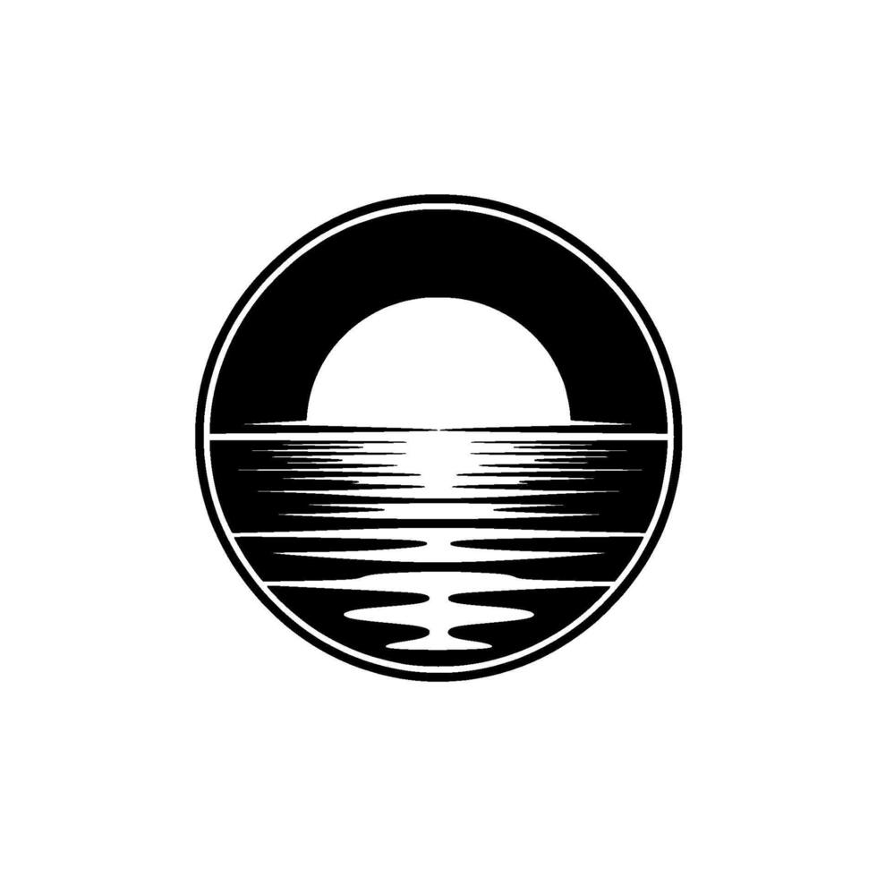 Oceanic Silhouette Minimalist Horizon Emblem vector
