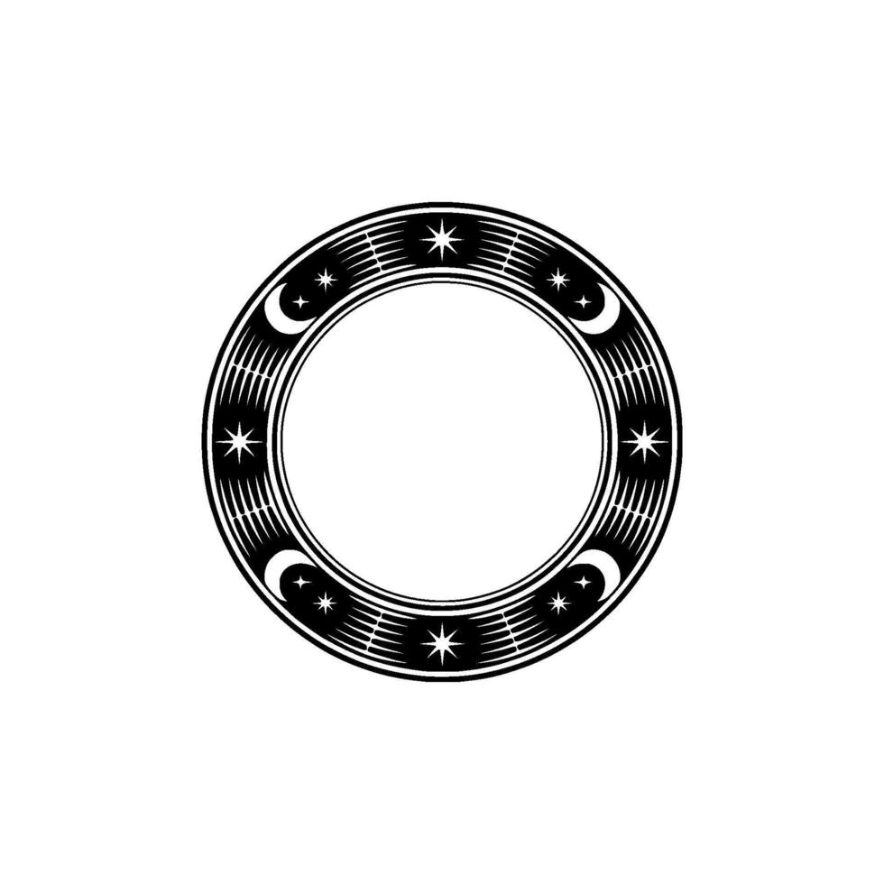 Celestial Circle Lunar Phases Starry Night Emblem vector