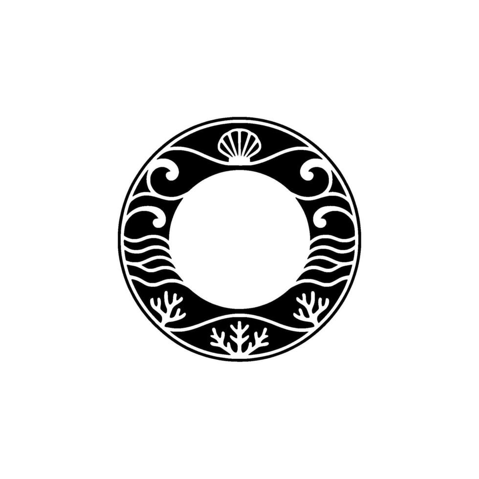 Oceanic Emblem Shell, Wave, and Coral Monogram vector