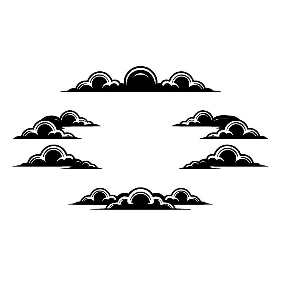 Stylized Cloud Arrangement, Minimalist vector