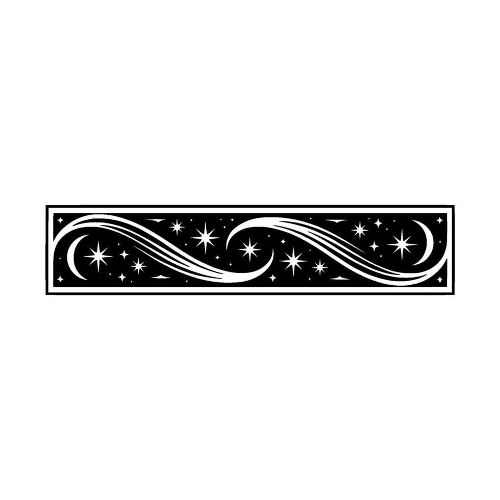 Celestial Swirl Elegant Black and White Decorative Border vector
