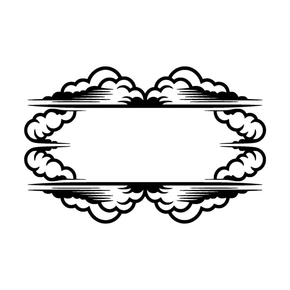 Dramatic Cloud Frame, Vintage Illustration vector