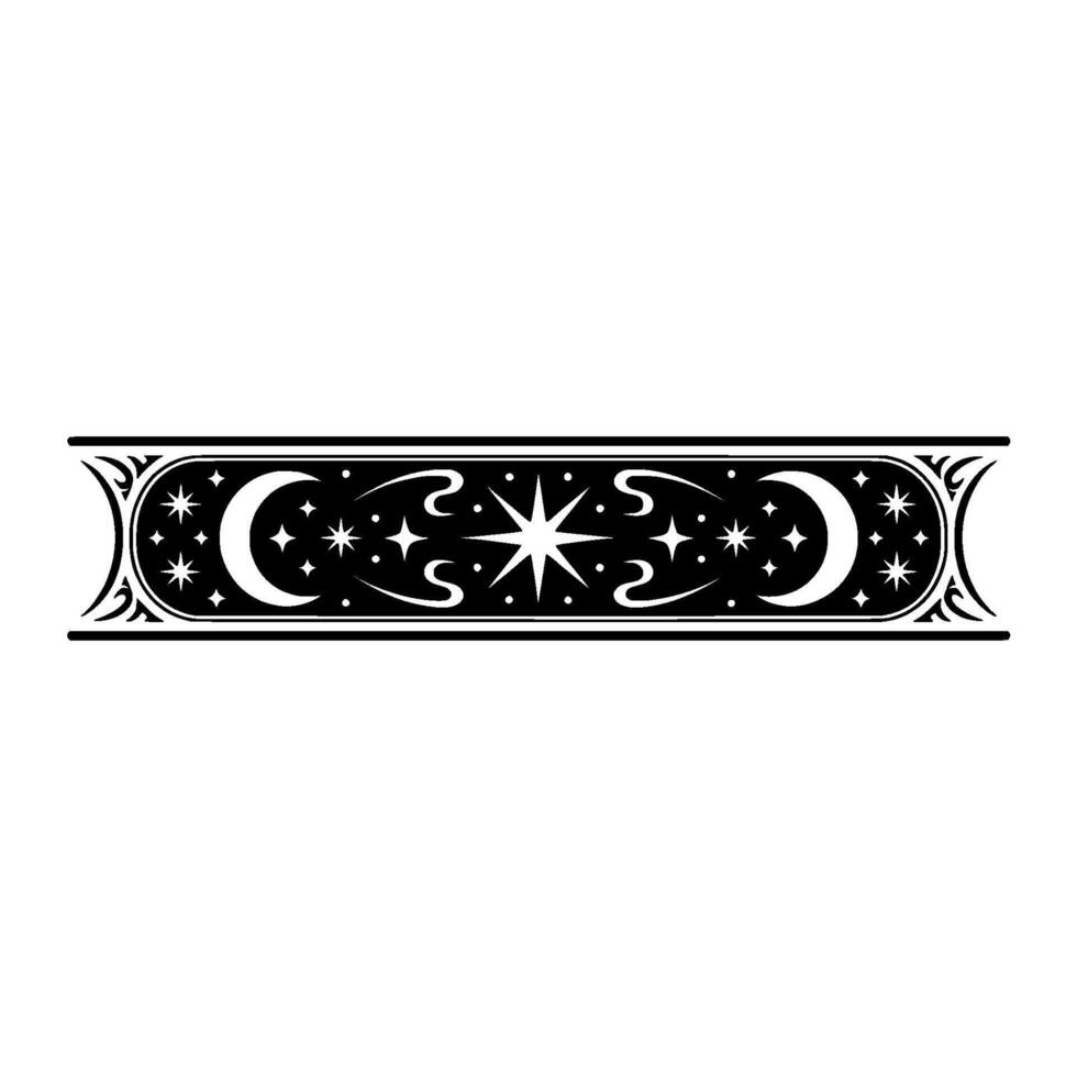 Celestial Border Vintage Moon Star Ornament, Stars vector