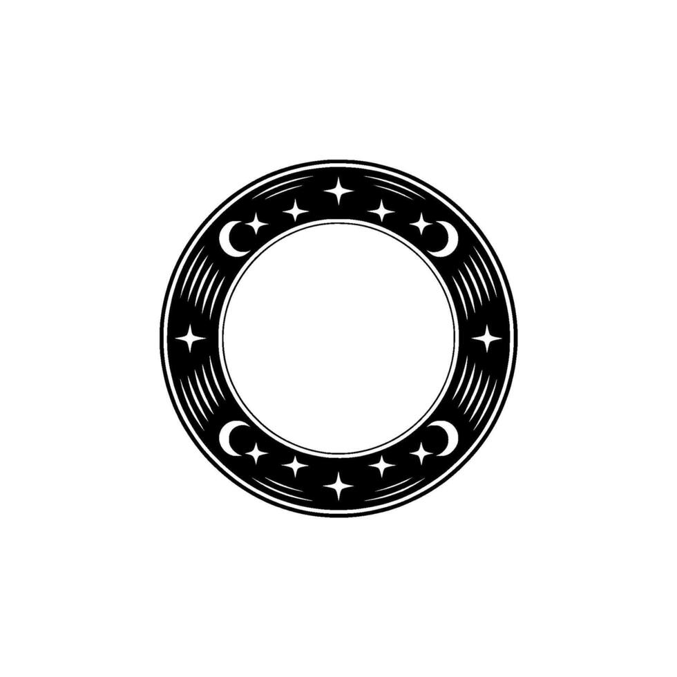 Celestial Circle Emblem, Vintage Style, Starry Night vector