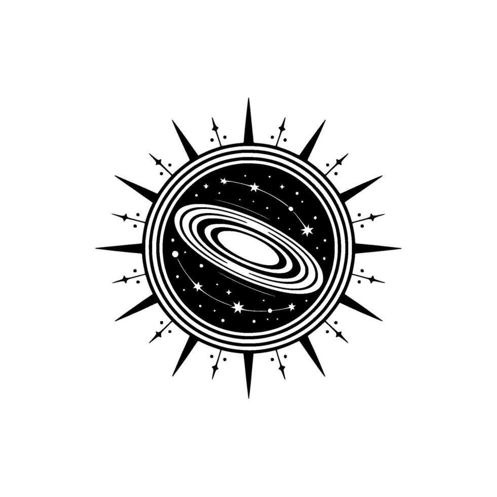 Celestial Emblem Cosmic Spiral Starburst Motif vector