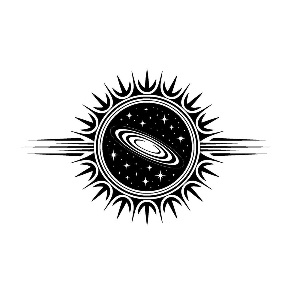Celestial Vortex Cosmic Starry Spiral Emblem vector