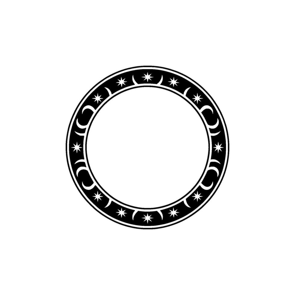 Celestial Circle Stylized Star Ornament, Mystical vector