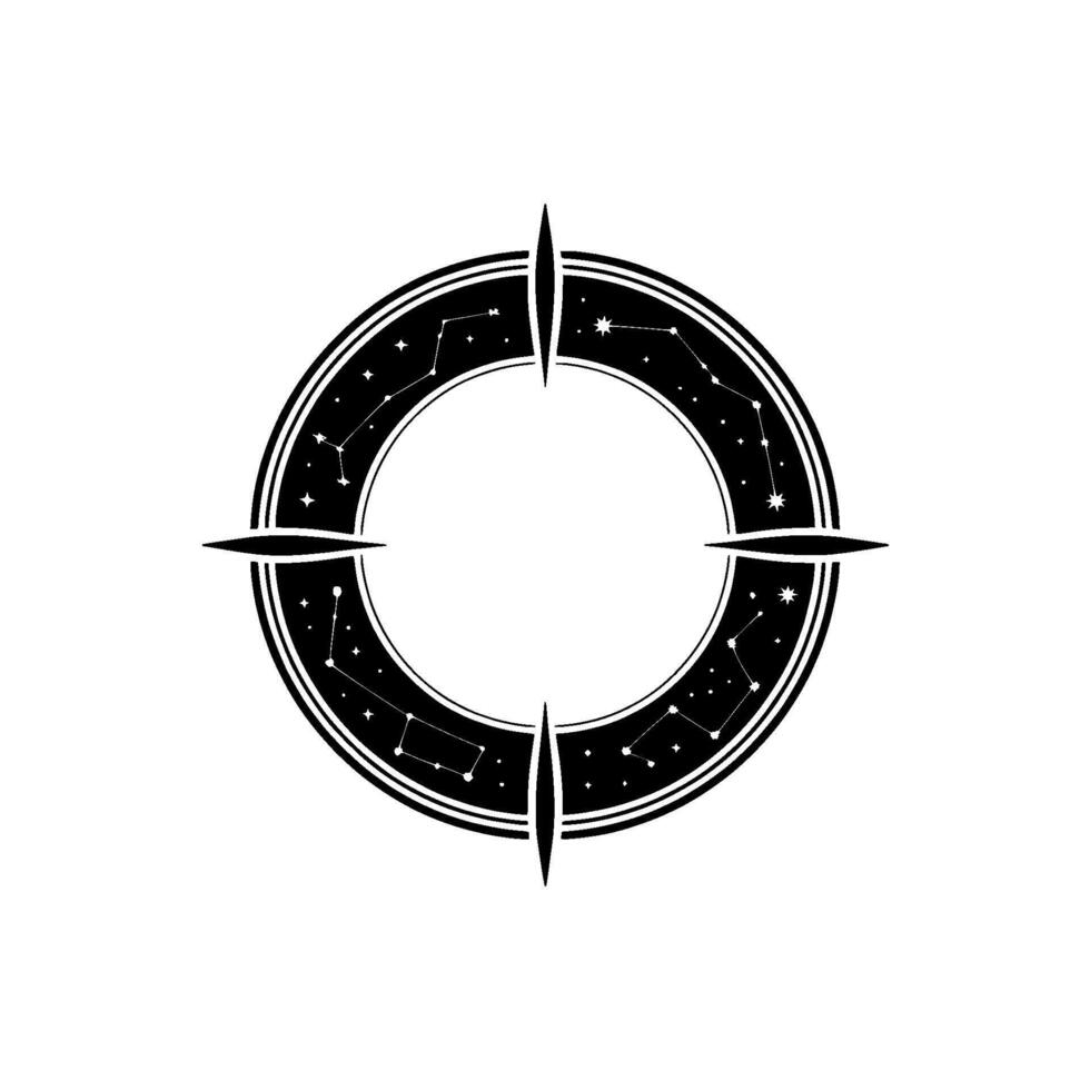 Celestial Compass A Stylized Star Map Emblem vector