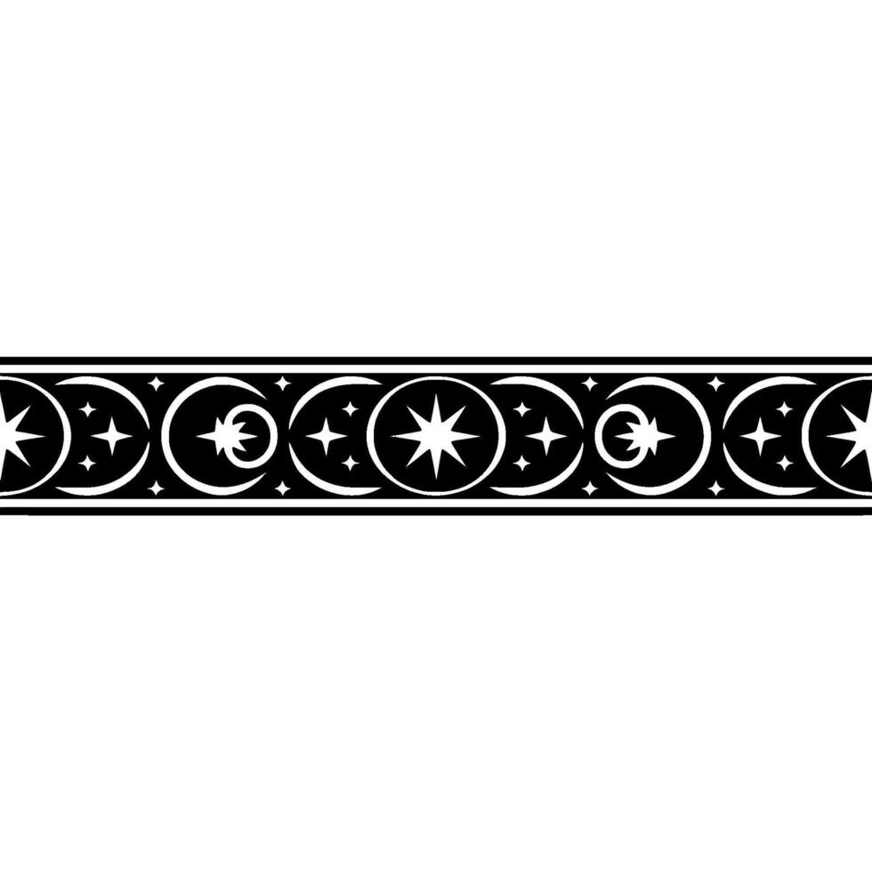Celestial Border Stylized Star and Crescent Ornamentation vector