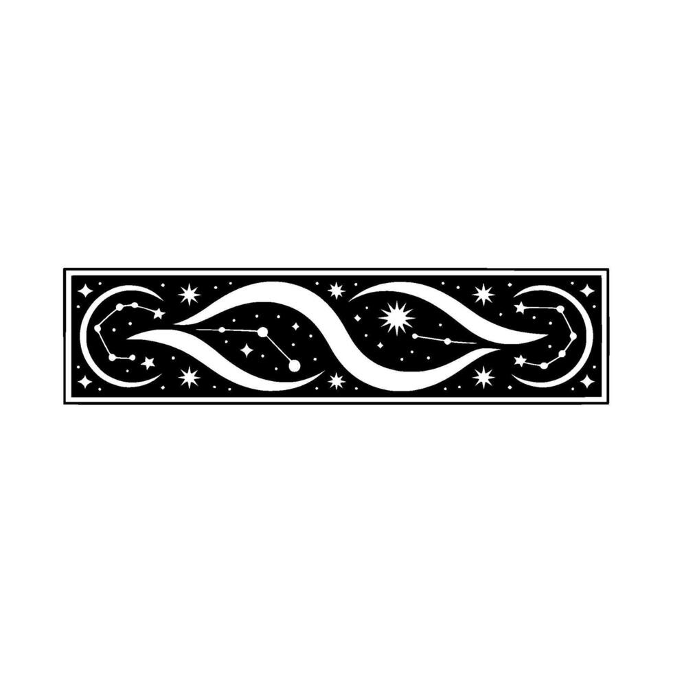 Celestial Border, Vintage Starry Constellation vector