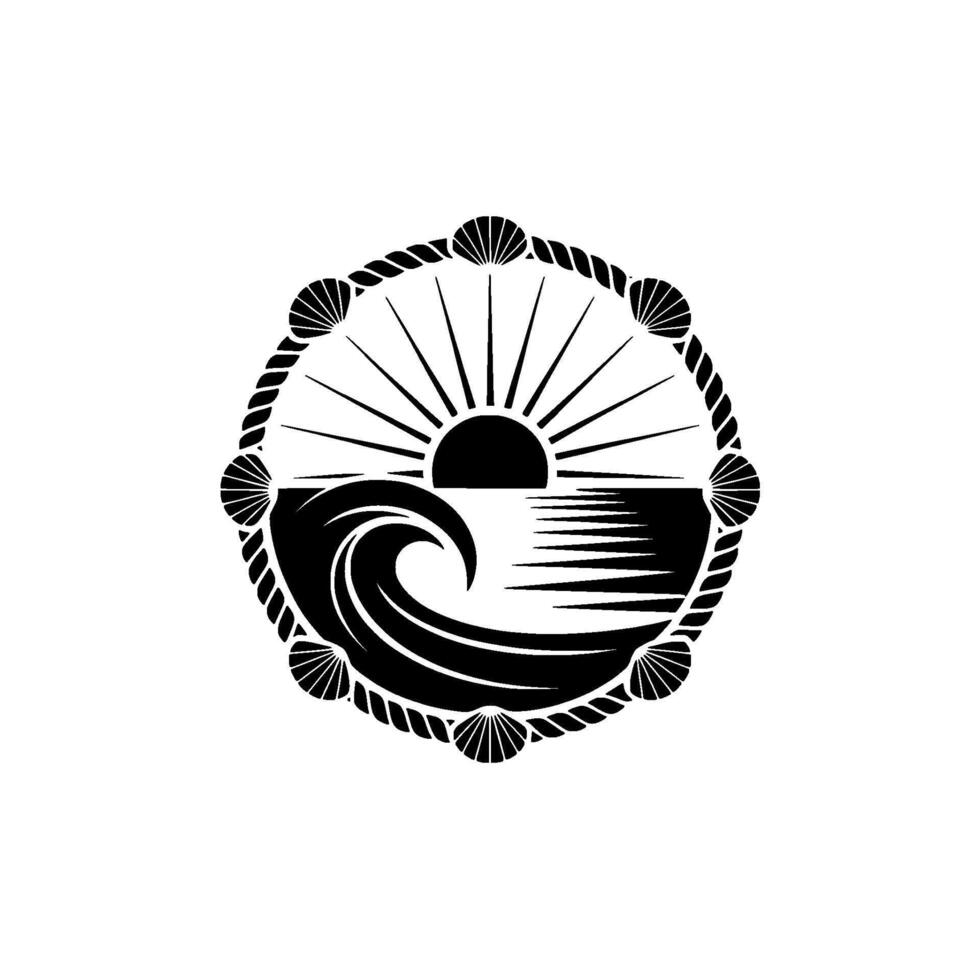 Oceanic Emblem Coastal Serenity, Nautical Symbolism vector