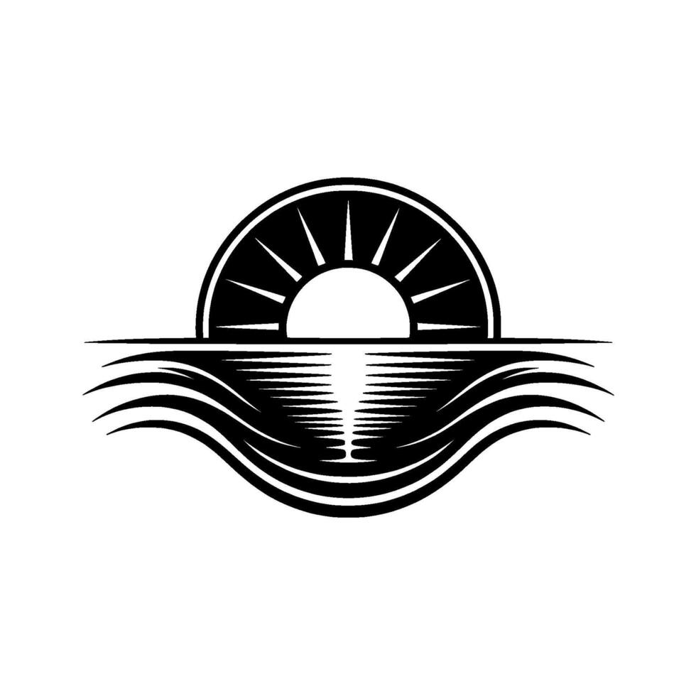 Serene Horizon Minimalist Sunrise Emblem vector