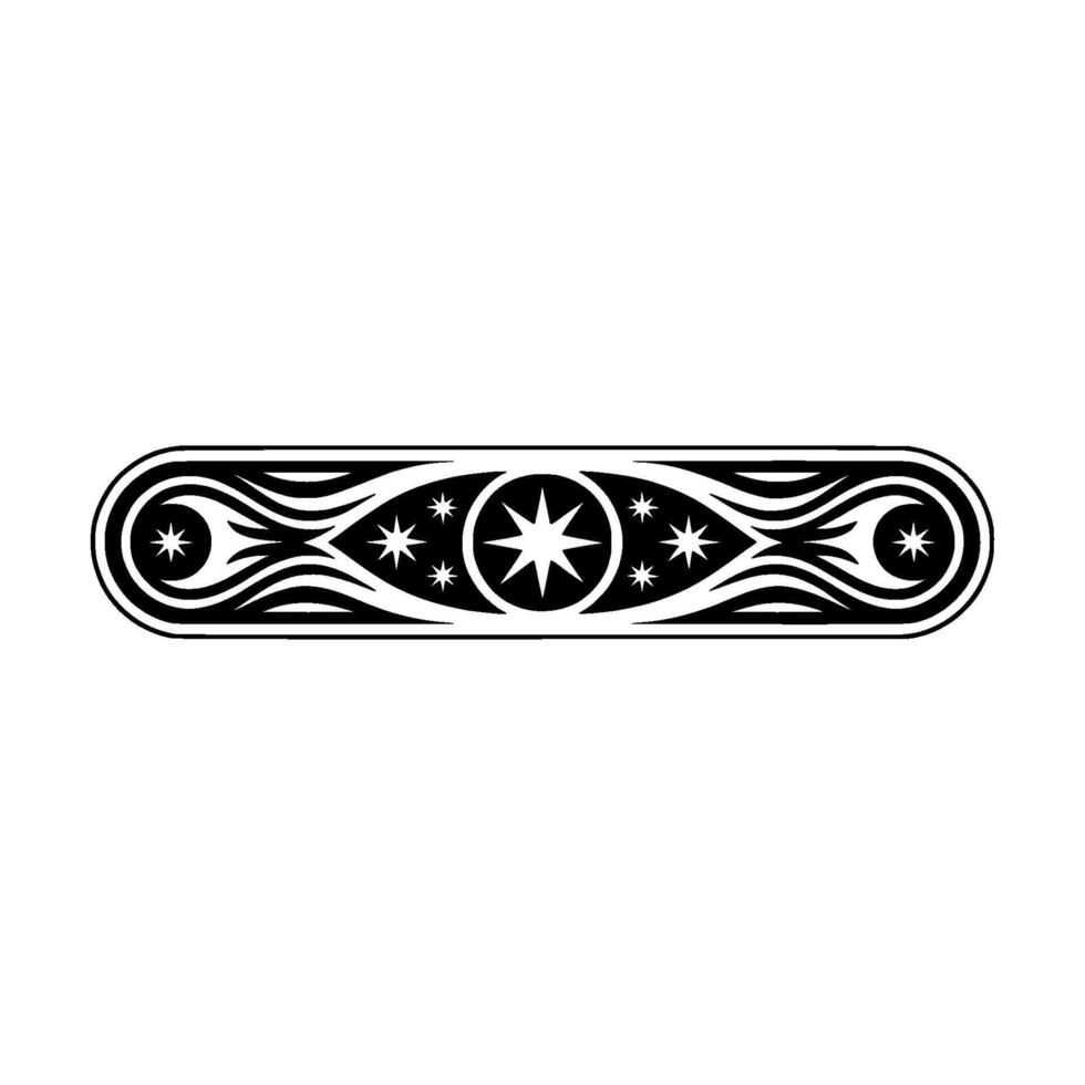 Celestial Ornament Stylized Starburst Border, Geometric vector