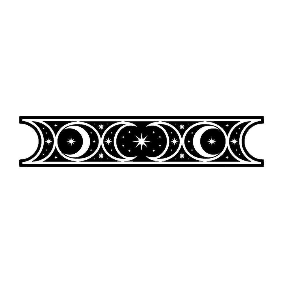 Celestial Crescent Border, Starry Night Motif vector