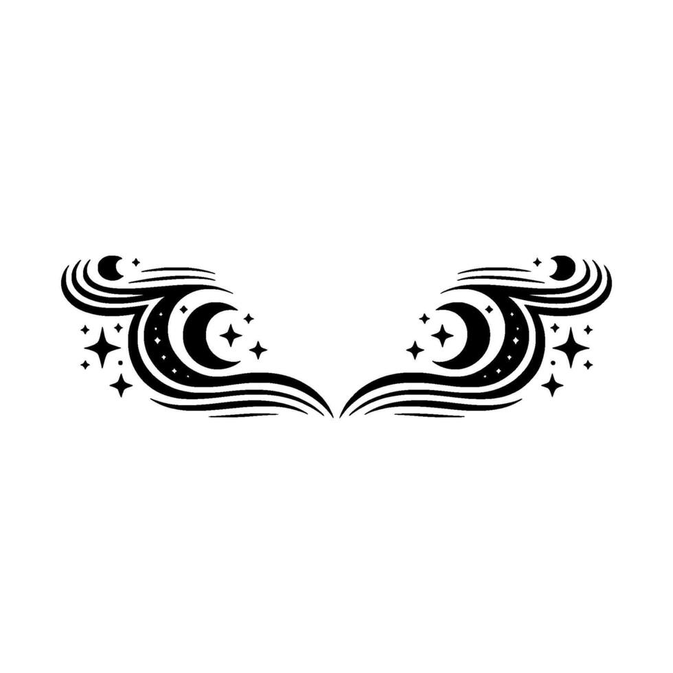 Celestial Wings Black Moon Star vector