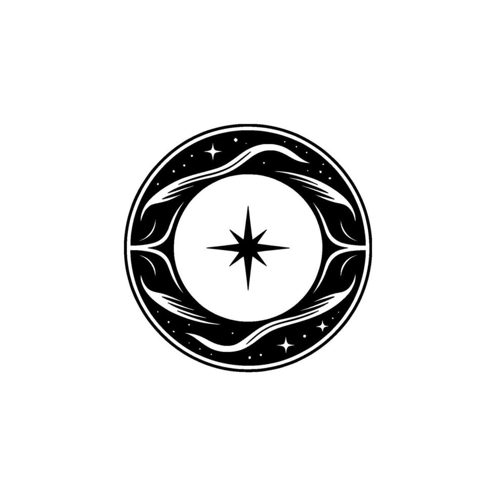 Celestial Compass Vintage Star Navigation Emblem vector