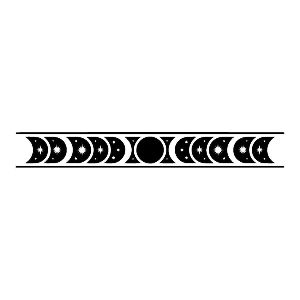 Celestial Crescent Border, Vintage Moon Phases vector