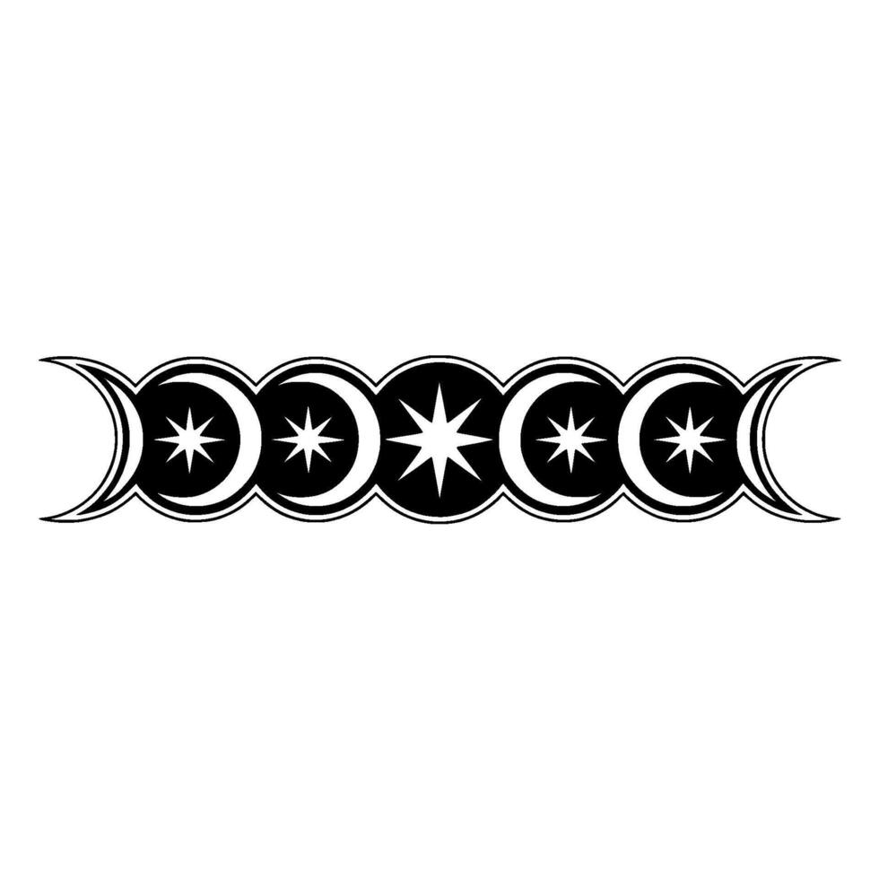 Celestial Crescent Moon Phases, Starry Night Symbol vector