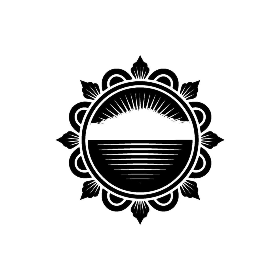Oceanic Sunrise Emblem - Serene Coastal Symbol vector