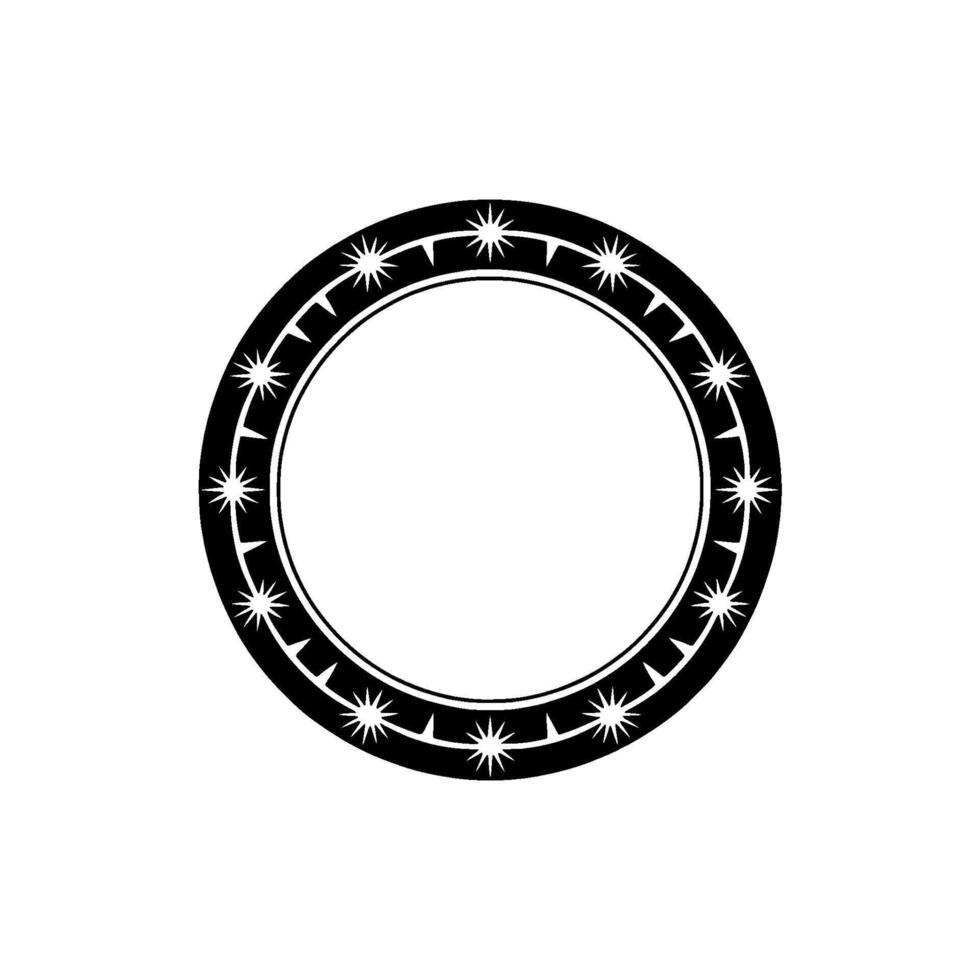 Celestial Circle Minimalist Starburst Emblem, Outline vector
