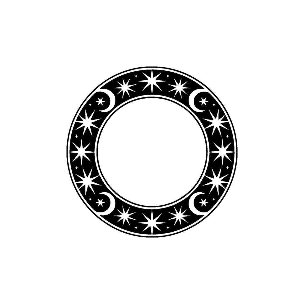 Celestial Circle Minimalist Starry Emblem, Stars vector